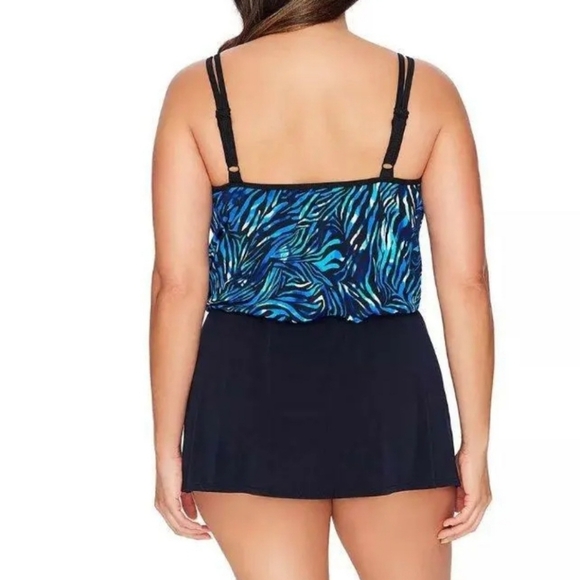 Great Lengths By Longitude Plus Bombay Blouson Swimdress Size 8 NWT Pockets - Picture 2 of 13